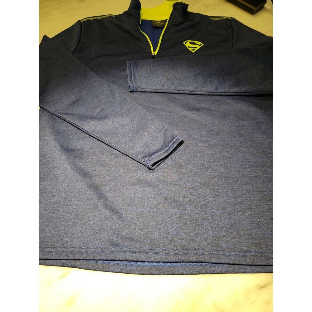 Superman  1/4 Zip Jacket Sweatshirt Men's Size L‎ Blue Neon Logo
